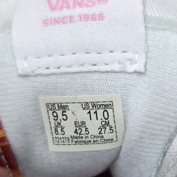 Vans "Collina Strada" SK8-Hi 38 DX Orange & Wht Hightop Sneaker Men's 9.5 Wms 11 - Picture 6 of 7